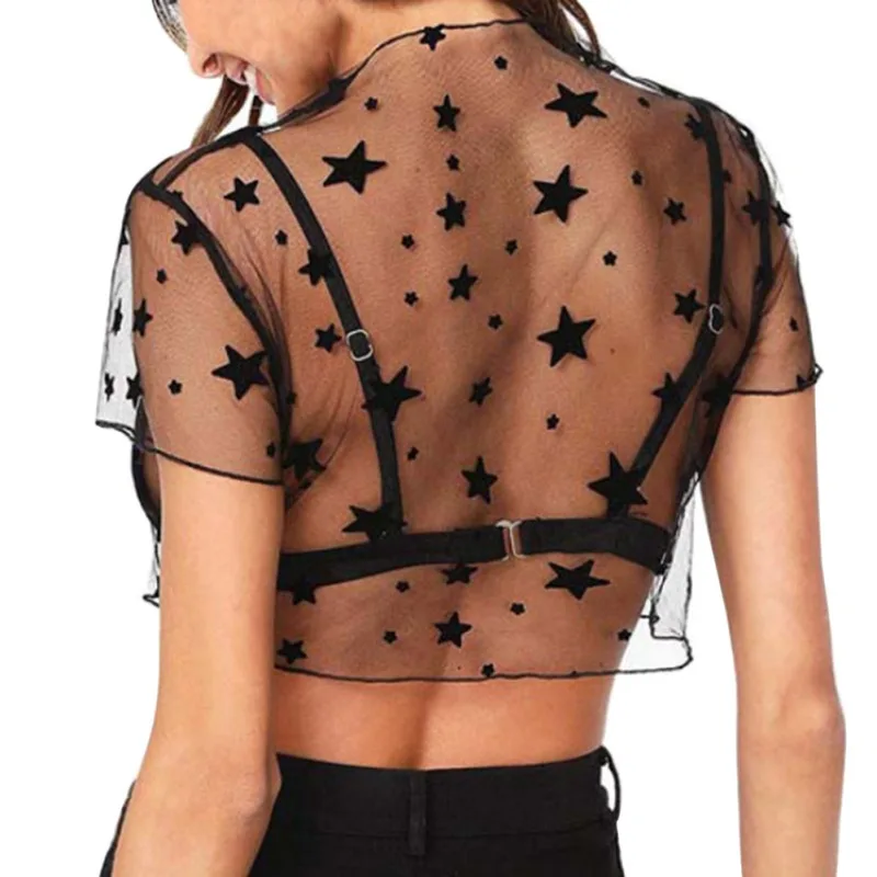 Летние женские футболки с коротким рукавом и принтом в виде звезд модные