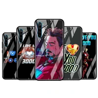 marvel hero 3000 iron man for xiaomi redmi k40 k30 k20 pro plus 9c 9a 9 8a 7 luxury shell tempered glass phone case cover