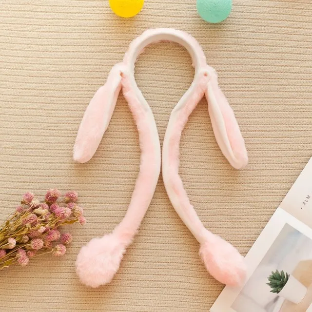 pink Модные Мультяшные шляпы с подвижными ушами, милый Игрушечный Кролик, шапка с подушкой безопасности, милая забавная шапка для девочек, детская плюшевая игрушка, рождественский подарок - Цвет: pink
