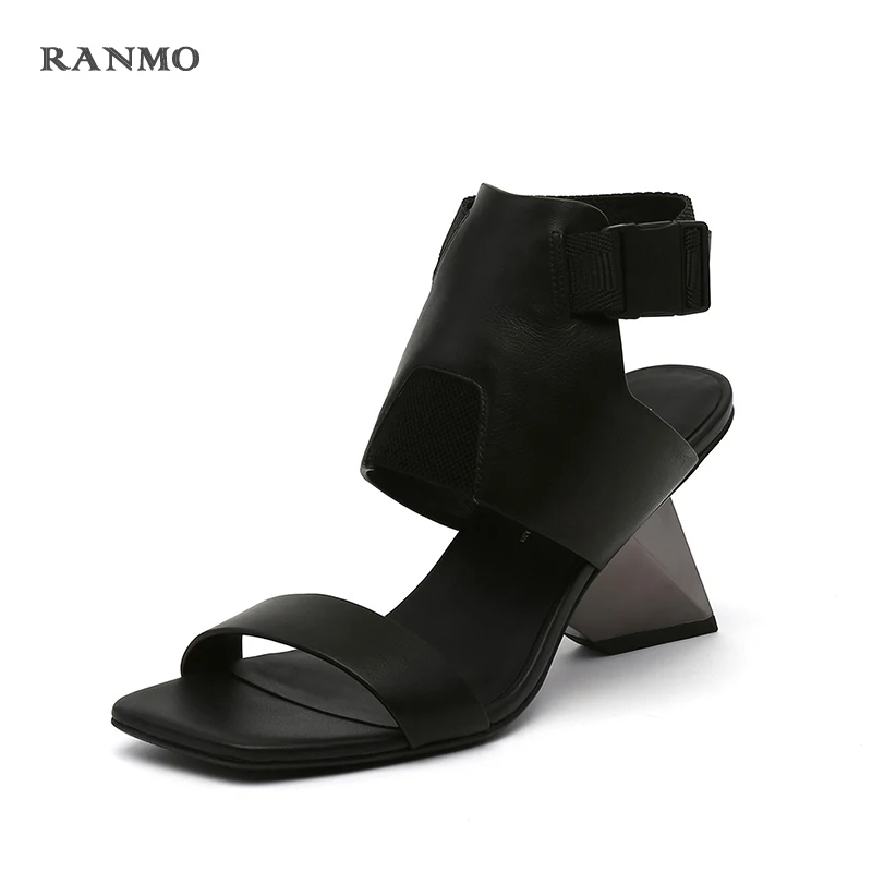 

2021 New Brand Women Sandals Genuine Leather Fashion Strange Style Summer Buckle Strap Shose Women's Sandals Top Quality Lady