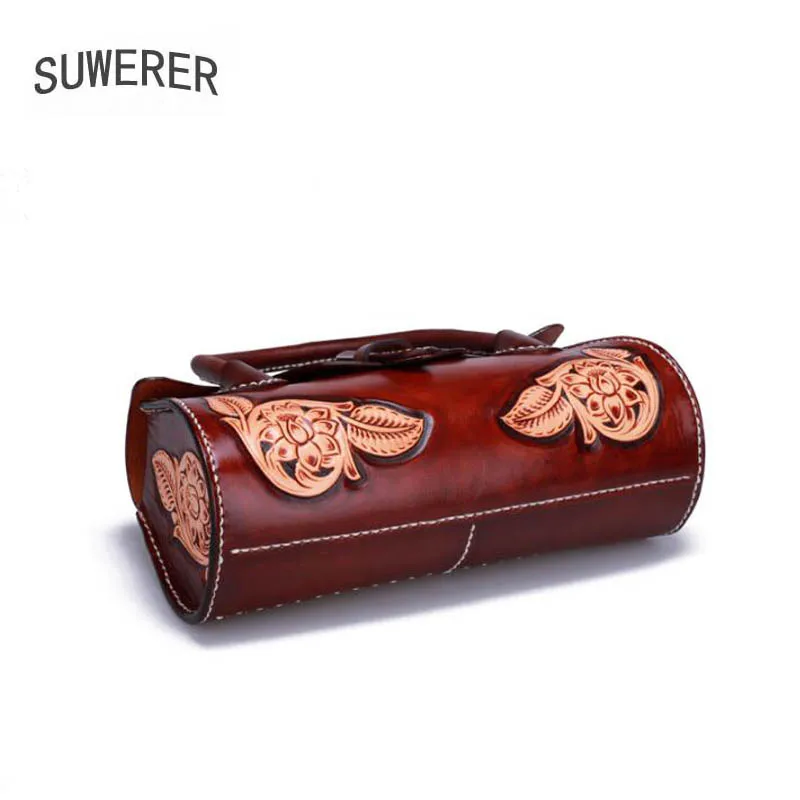 

New Creative handmade leather carving handbag leather handbag top layer cowhide retro Tang grass stereotyped personality
