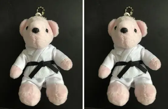 Pink 2pcs 2 шт./лот) Новое поступление, брелки для каратэ, Мультяшные спортивные подарки для детей, девочек, милый медведь каратэ, сувенир, студенческий приз, плюшевый медведь - Цвет: Pink 2pcs