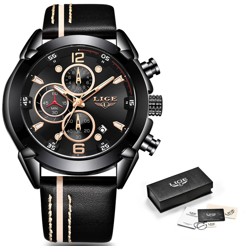 

LIGE Men Watch Top Brand Luxury Chronograph Quartz Watch Men Sport Watches Military Army Male WristWatch Clock relogio masculino