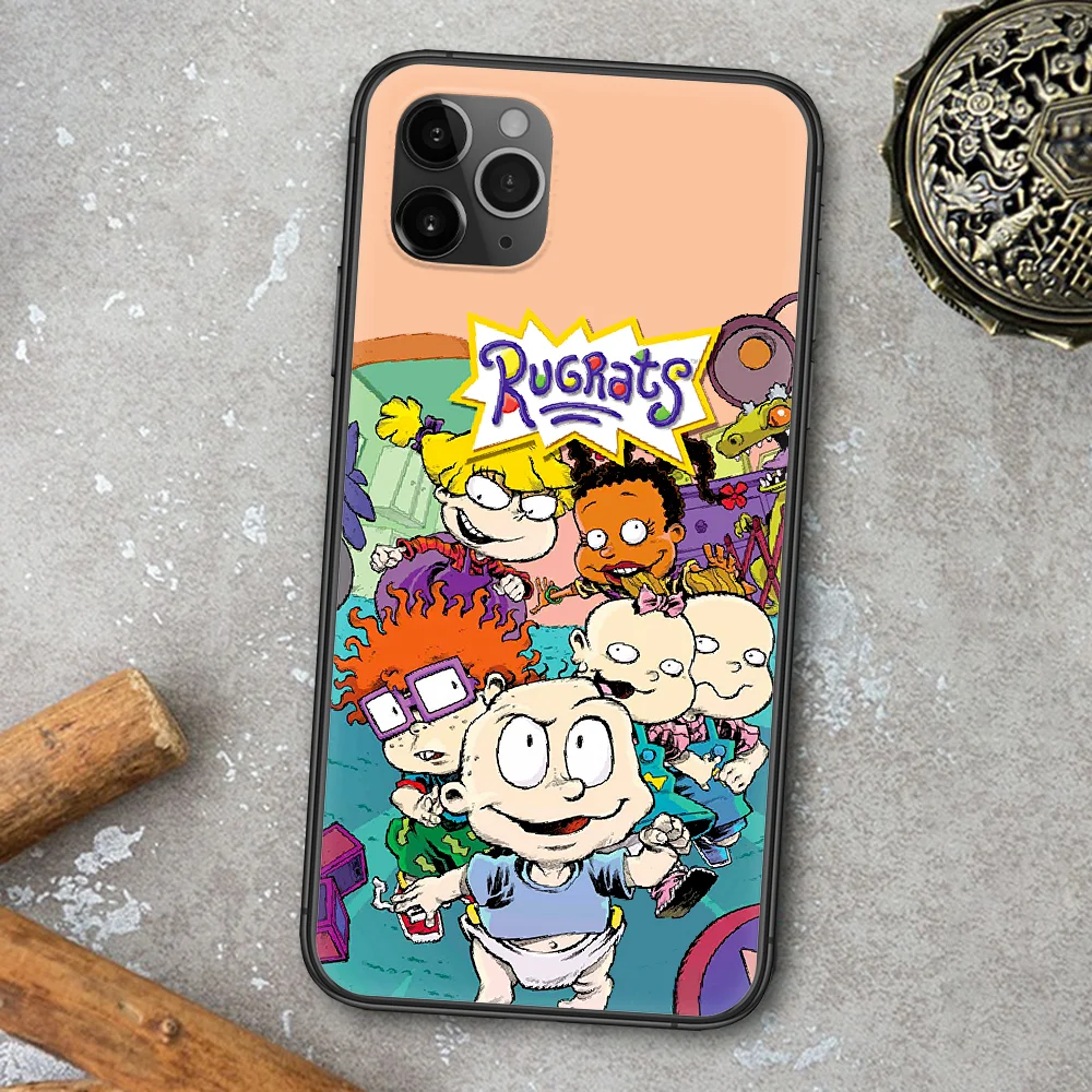 

Children Cartoon Rugrat Phone Case For Iphone 4 4s 5 5S SE 5C 6 6S 7 8 Plus X XS XR 11 12 Mini Pro Max 2020 black Cell Tpu