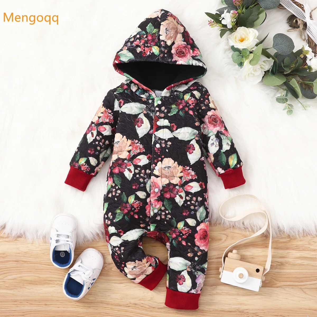 

Newborn Baby Girls Flower Full Sleeve Hooded Outfits Kids Jumpsuits Casual Infant Clothes Sunsuits Toddler Romper 0-18M