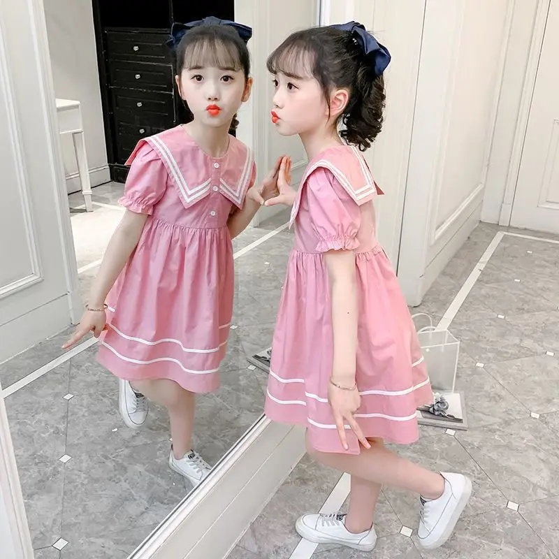 

Girls summer dress 2021 new net red foreign style children's college style princess dress little girl skirt summer