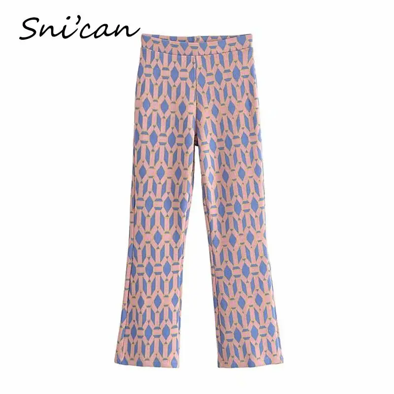 Женские трикотажные брюки Za Длинные повседневные в клетку винтажные штаны на