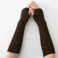 women winter wrist arm knitted long fingerless gloves mittens hand warmer new