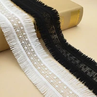 white black polyester embroidered lace ribbon fabric bilateral star tassel sewing craft decoration lace trim 4 6cm wide