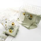 Нижнее белье женское с авокадо, милое дышащее, антибактериальный материал, однотонные Трусы со средней талией, кружевные трусики