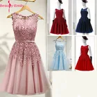 Новинка, элегантные белые платья подружки невесты 2021 для девочек, с бусинами, на молнии, без рукавов, свадебное праздничное платье d'honneur для женщин