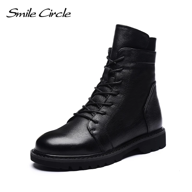 Smile Circle/Зимние ботильоны Женская обувь на платформе Модные ботинки из