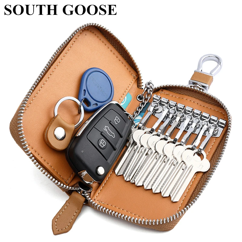 Натуральная кожа унисекс ключницы многофункциональный органайзер кошелек для
