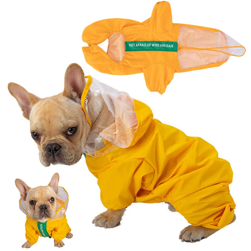 

Dog Raincoat Yellow All Inclusive Four Legged Pet Clothing Coating Cloth Zipper Rainproof Dog Clothing Dog Accessories L-4XL