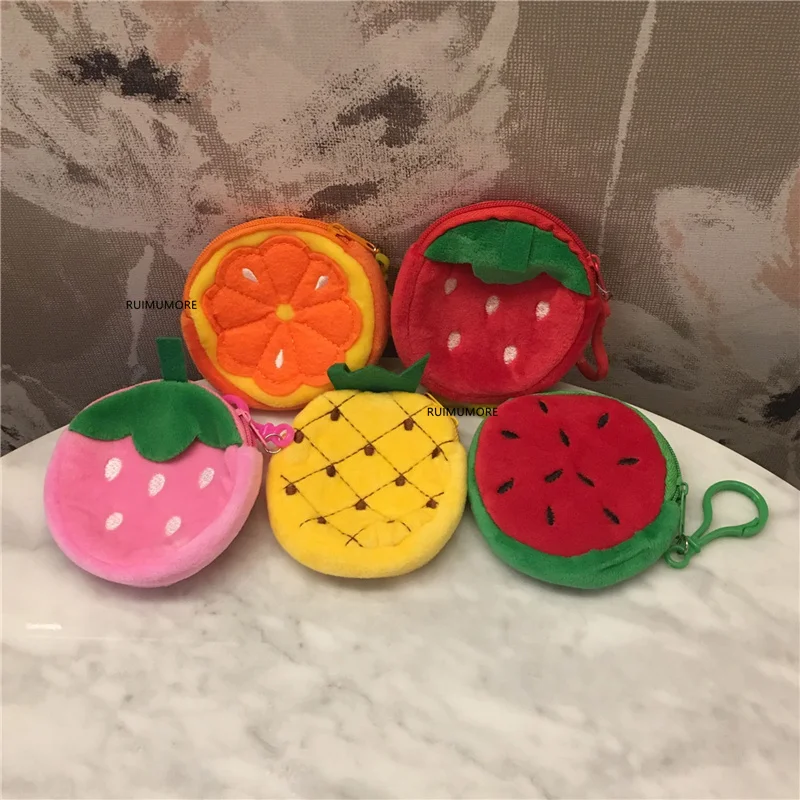 5 дизайнов милый 8 см мини плюшевый Кошелек с фруктами крючок для ключей плюшевая
