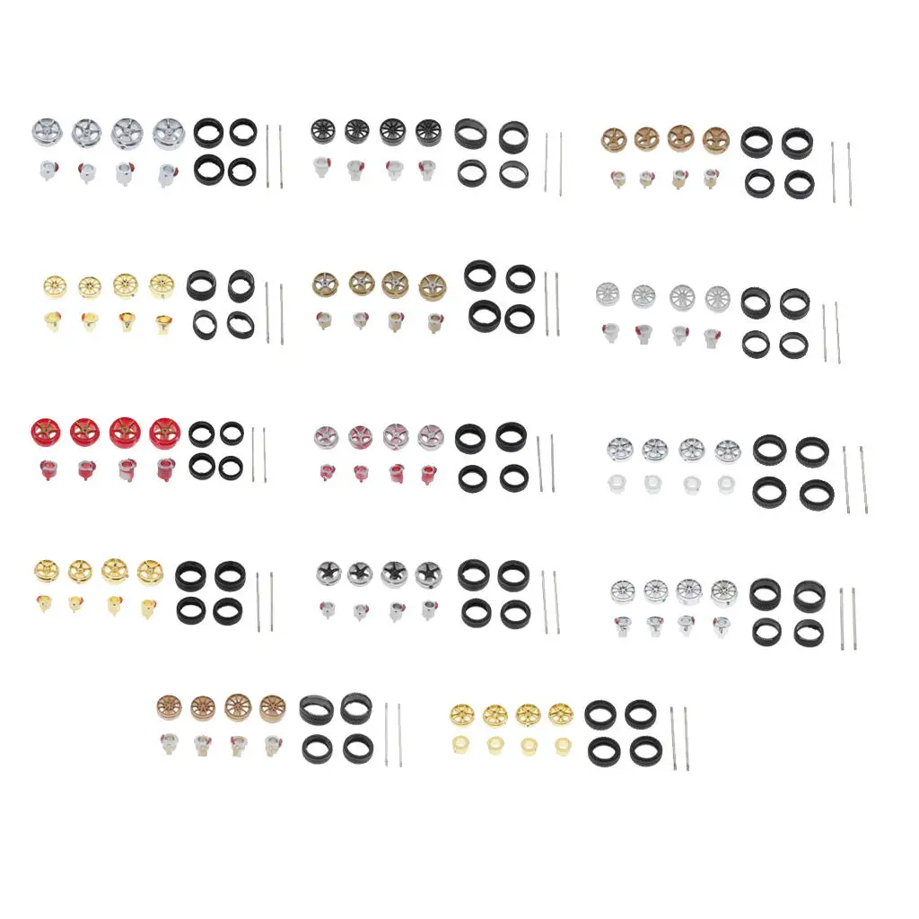 

4 шт., колесные диски с мягкими резиновыми шинами, 1/64 дюйма