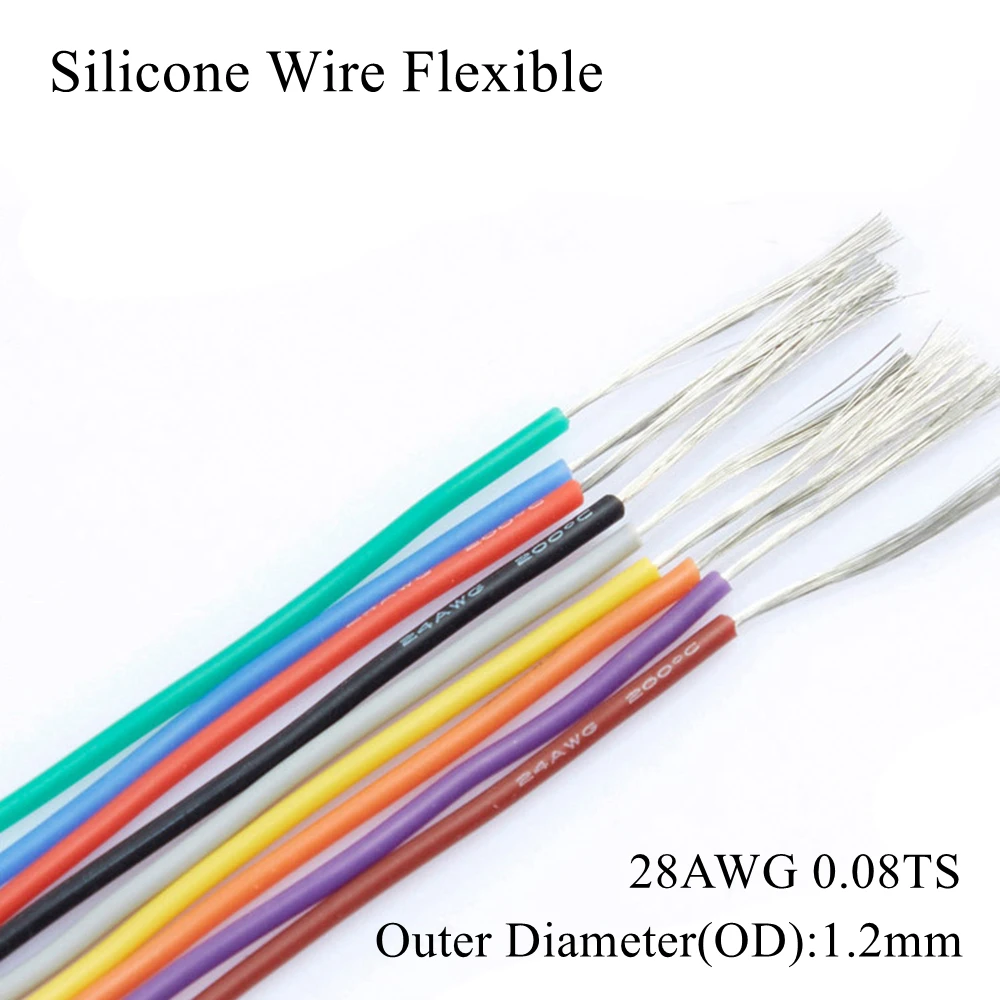 Силиконовый провод 28AWG гибкий калибр многожильные медные электрические кабели