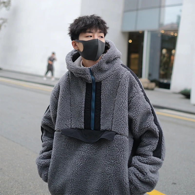 Зима 2019 мужской пуловер высокого качества утолщенный овечья шерсть с капюшоном
