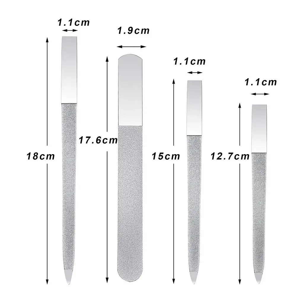 

4pcs Stainless Steel Double Side Nail File Professional Metal Fingernail File Manicure Tool Kit Salon Home And Travel Nail Care