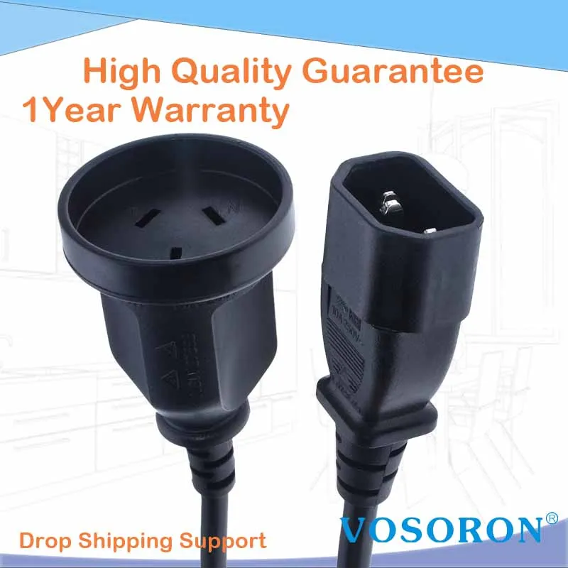 Удлинительный кабель питания 30 см с разъемом IEC 320 C14 на SAA австралийская AU вилка 3-контактный разъем для PDU UPS