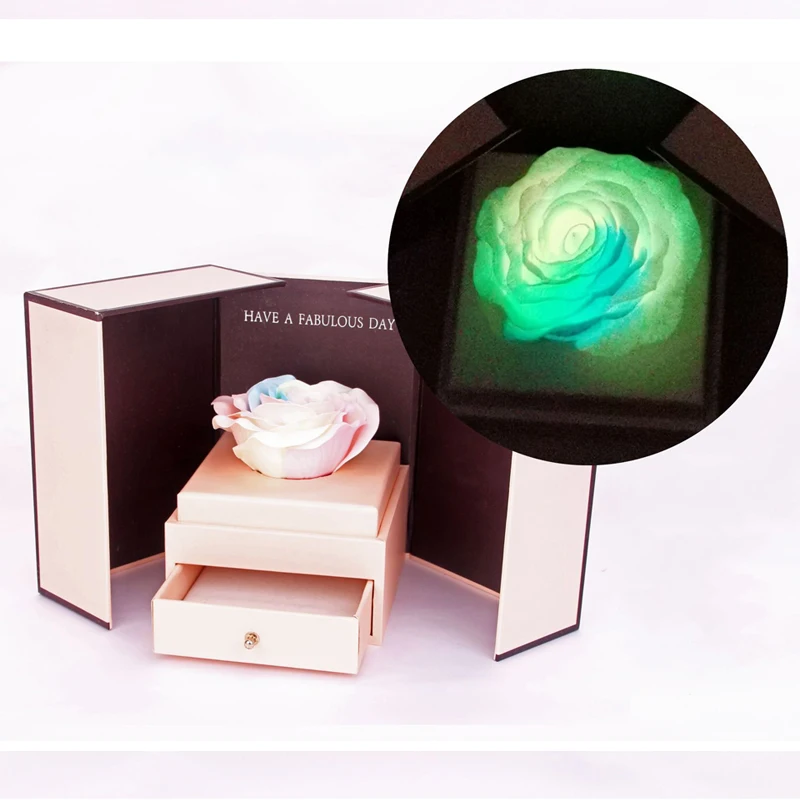 Светящееся мыло роза день Святого Валентина Роза вечный цветок ящик для ожерелья