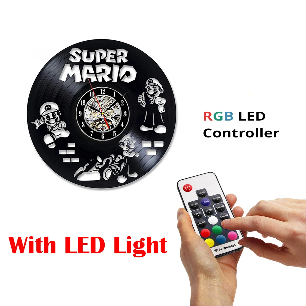 Часы с виниловой пластиной в стиле видеоигры принцесса и г-н Марио волшебными