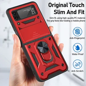 new armor shockproof coque for samsung galaxy z flip 3 5g car magnetic ring holder push pull z flip3 camera len protection case free global shipping
