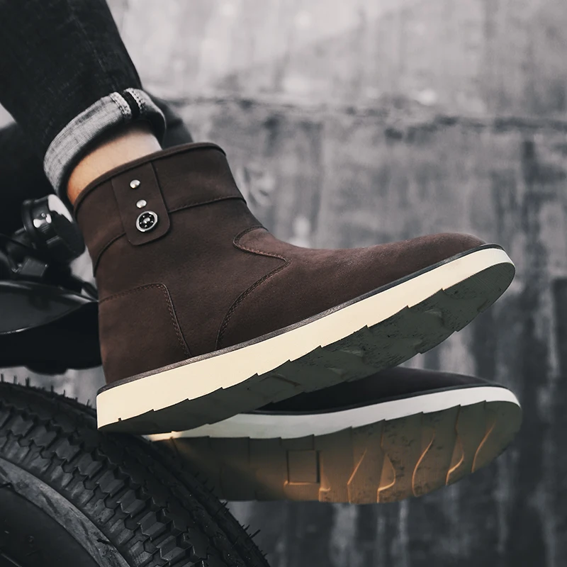 

FL JUMPMORE Ankle Boots Warm Men Snow Boots Winter Lace-up Men Shoes 2019 New Arrival Fashion Flock Plush Winter Boots Men