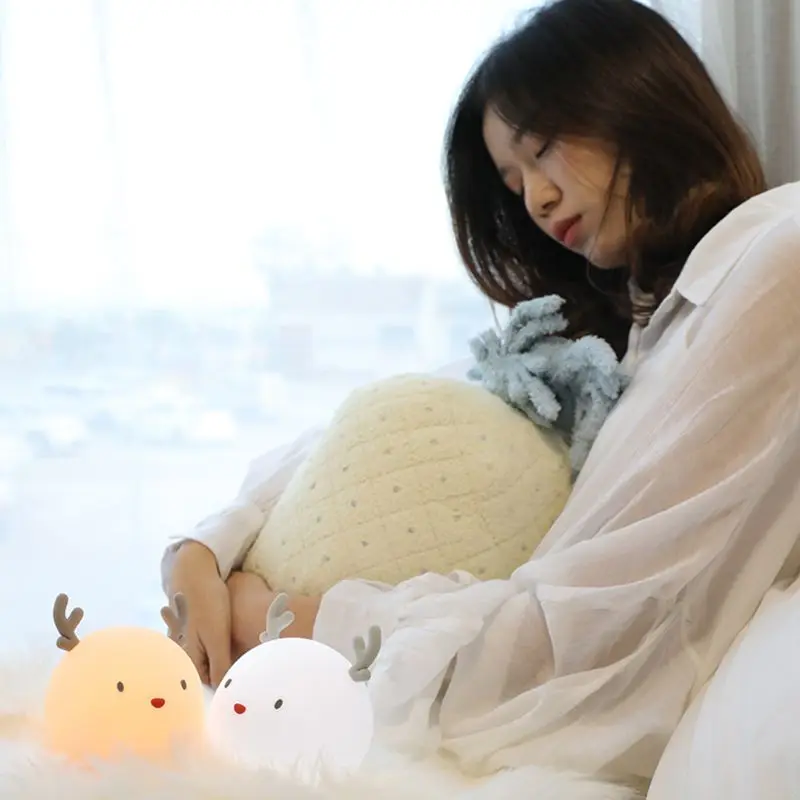 

USB Rechargeable LED Colorful Night Light Touch Dimmable Deer Breathing Lamp 77UD