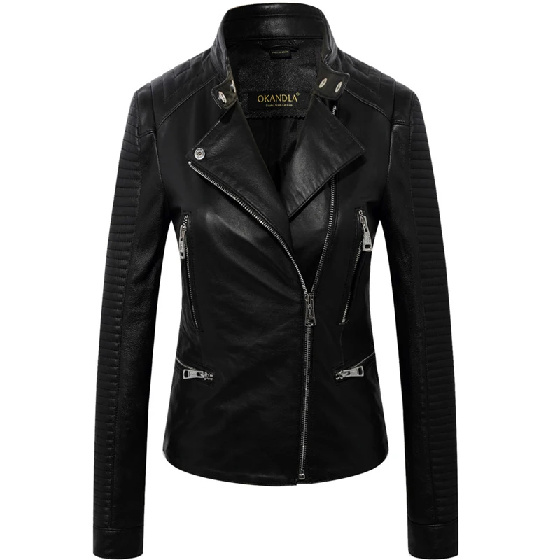 biker Free shipping,Brand style Genuine leather womens short jacket.plus size female soft sheepskin coat.slim,leather clothes