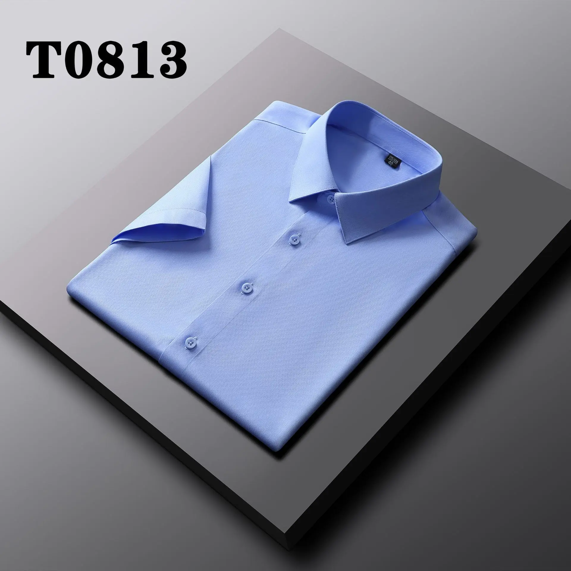 

New men's bamboo fiber elastic short sleeve shirt in summer