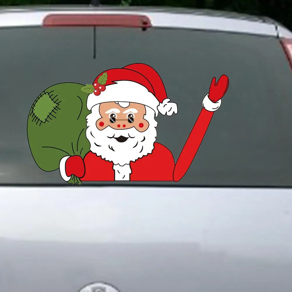 Рождественская Автомобильная наклейка Санта автомобиль задний стикер для