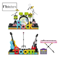 mailackers creative%c2%a0rock and roll musical instruments mini block technical drum kit guitar electronic organ model bricks toys