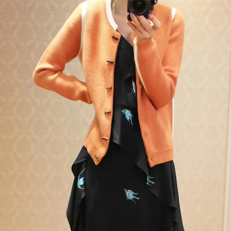 Круглый вырез кашемировый кардиган Женская Толстая куртка узкий вязаный свитер