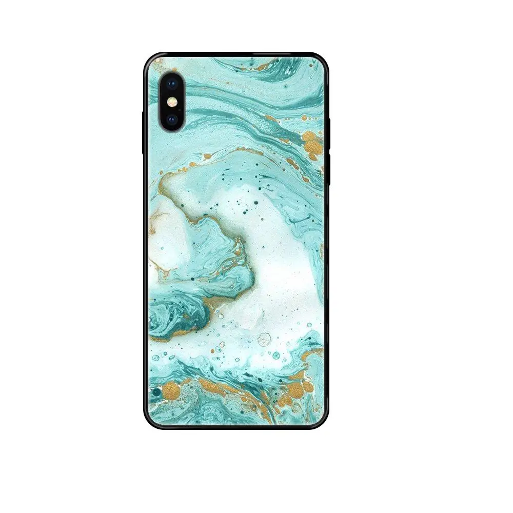 Colou Aqua Turquoise Agate Print Black Soft TPU Screen Protector For Xiaomi Redmi Note 4 5 5A 6 7 8 8T 9 9S Pro Max | Мобильные