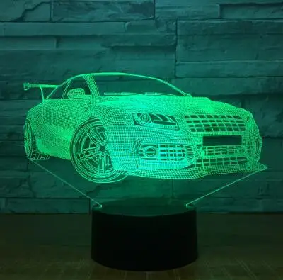 Car 8 Разноцветный 3D автомобильный ночник, акриловая панель, светодиодный светильник в форме автомобиля, 7 цветов, сменный сенсорный или пульт дистанционного управления, Прямая поставка - Испускаемый цвет: Car 8