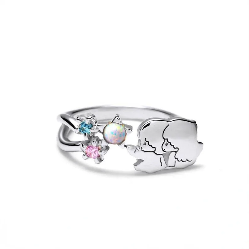 

Cartoon Character Little Star Sweet and Cute Set Anime Asymmetrical Earrings, Ladies Adjustable Ring Charm jewelry wholesale