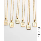 Ожерелье Peri'sBox A-Z с квадратным алфавитом и инициалами, ожерелья с буквой из натуральной ракушки для женщин, минималистичные украшения из нержавеющей стали 2020