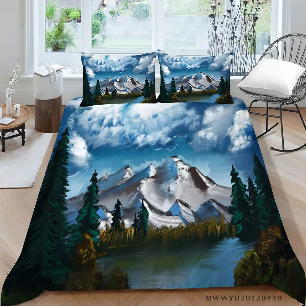 

Пейзаж серии Постельное белье одного свежий красивый пододеяльник близнец полный двухспальный, Queen мягкий постельный комплект горы