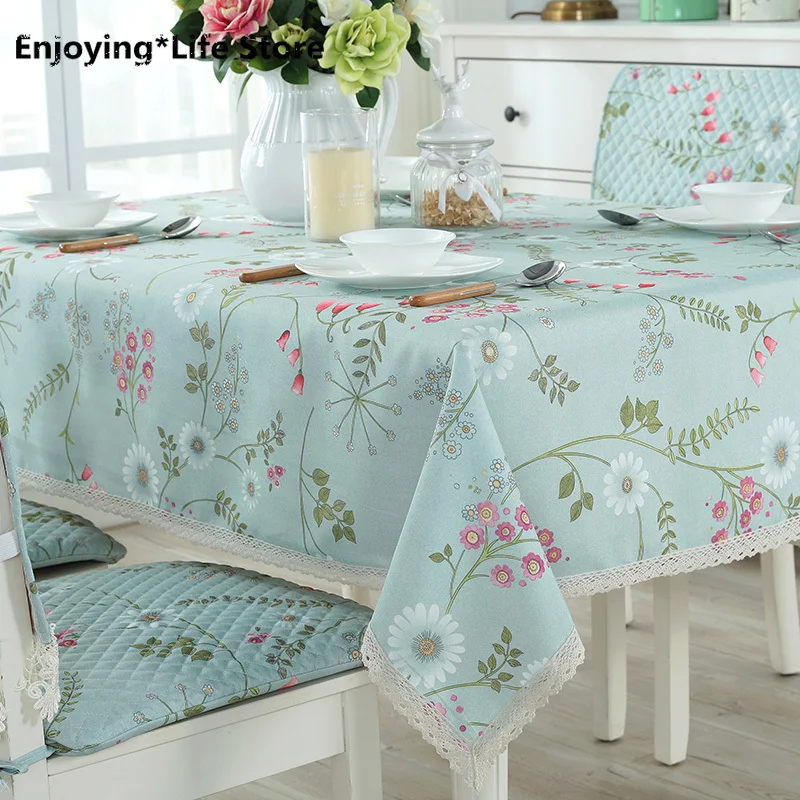 

Tablecloth Waterproof and Oilproof Tablecloth Rectangular Flower Print Wedding Birthday Dining Table Cover Pastoral