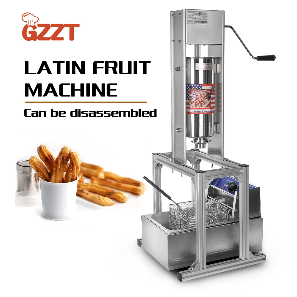 - GZZT Spanish Churros 5L Maker Commercial Manual Churros Machine With
Electric 6L Deep Fryer 5 Nozzles Stainless Steel Heavy Duty