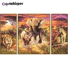 Картина из страз квадратнаякруглая, слон, Лев, лес, животные, алмазная вышивка, настенное искусство Z1736, 3 шт.