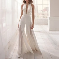 halte sexy wedding jumpsuit for bride 2022 deep v neck high split bridal gowns formal party vestido de novia modern