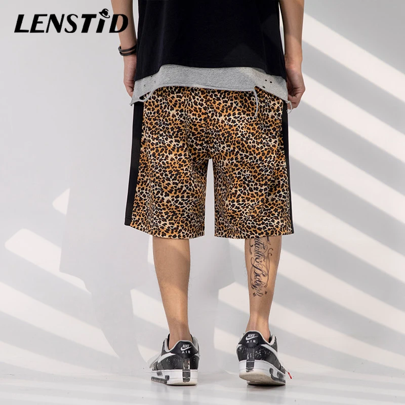 Шорты-карго LENSTID мужские с леопардовым принтом уличная одежда в стиле Харадзюку