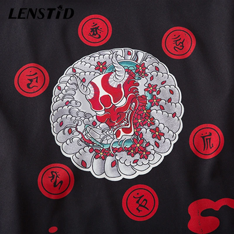 Японское кимоно LENSTID в стиле Харадзюку укиё-э с принтом призрака куртка 2020