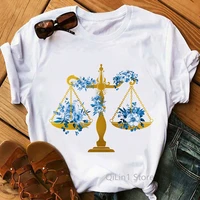 flowers scales of justice art print tee shirt femme vintage t shirt girls top womens summer clothing 2021 lovely white t shirt
