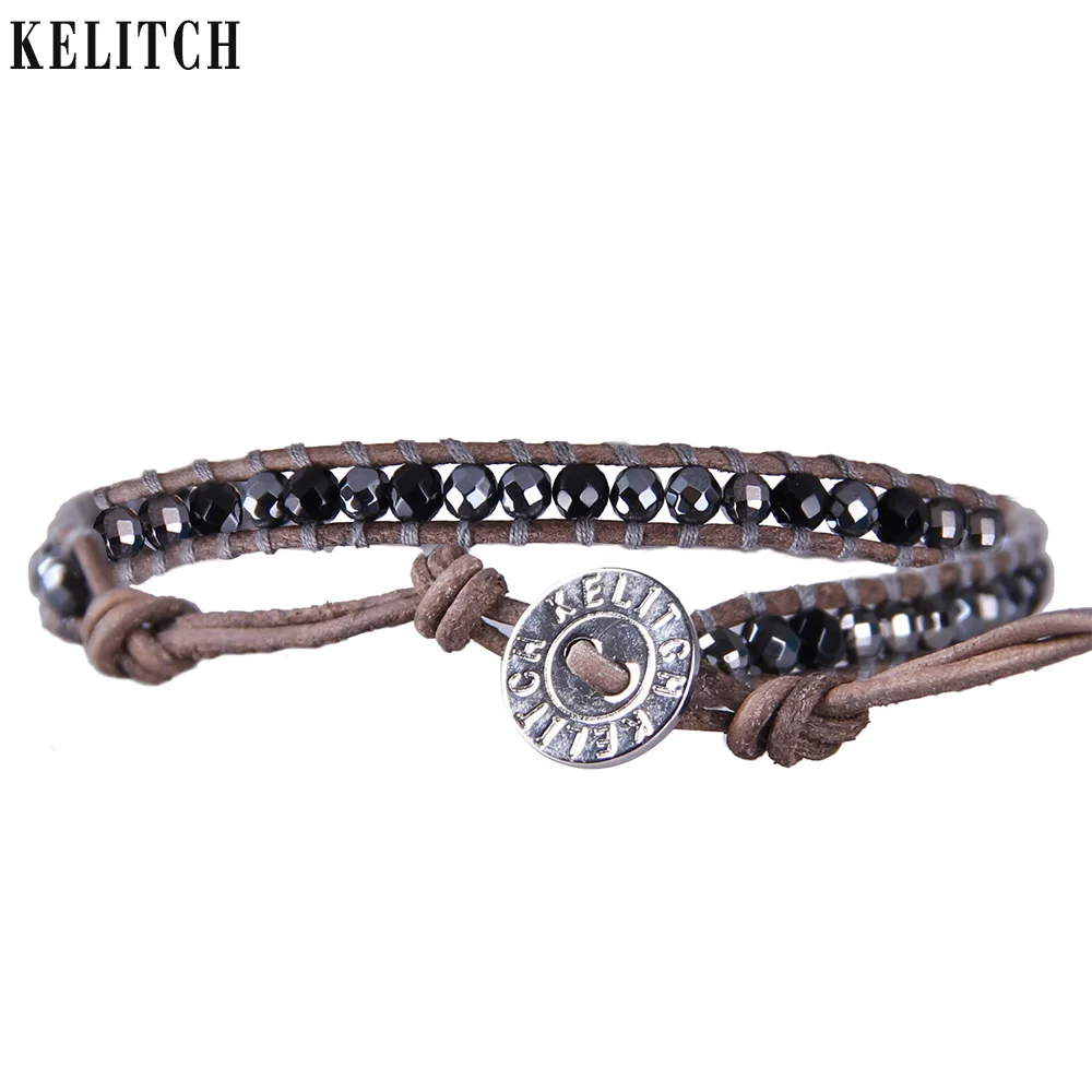 

KELITCH Vintagr Mens Bracelets Charm Beaded Wrap Bracelets Hand Woven Cuff Bangle On Leather Rope Chain undefined Jewelry