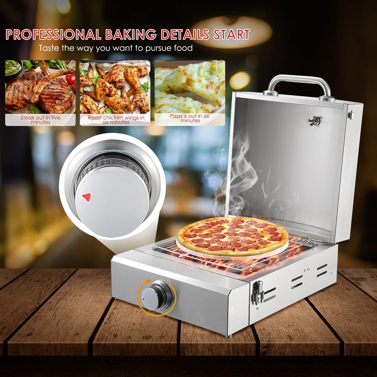 

Pizza Oven Gas 2 In 1 stainless steel Pizza BBQ Oven Outdoor pizza oven Protable Home kitchen Cooking Steak Machine Grill Oven