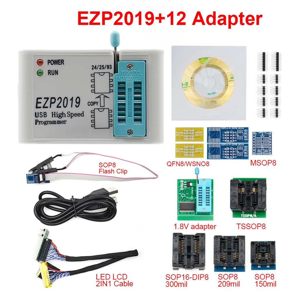 Высокоскоростной USB программатор EZP 2019 EZP2019 с 12 разъемами Поддержка 24 25 26 93 EEPROM