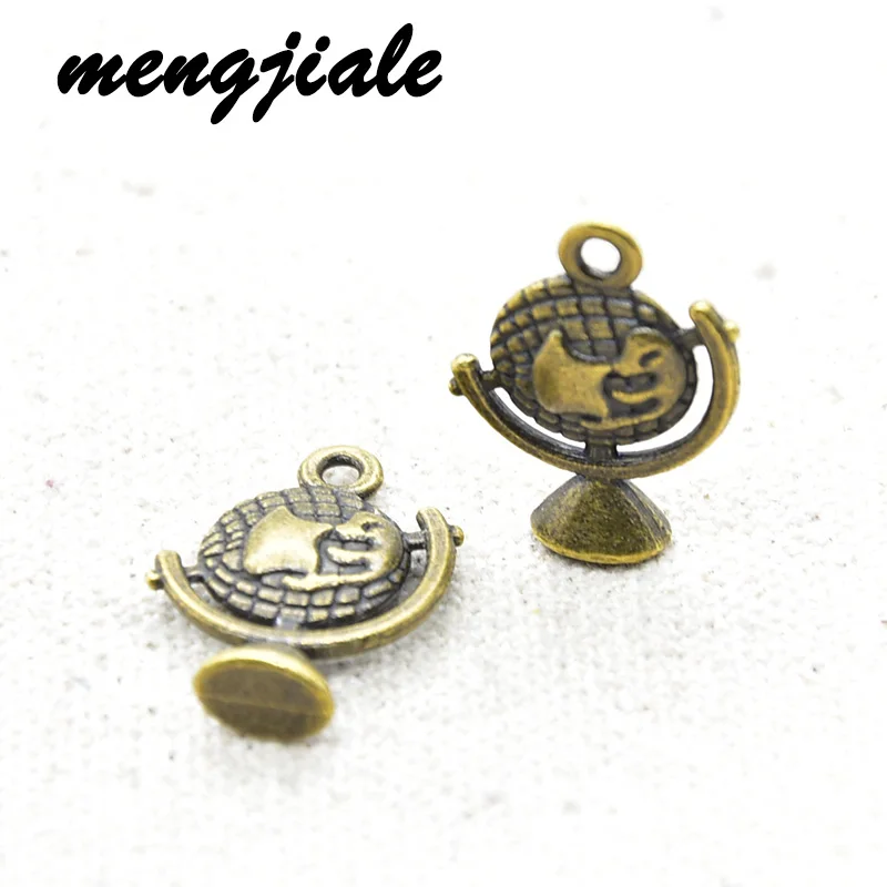 

10pcs Wholesale Antique Bronze Desktop Globe Charms Alloy Metal Pendants For DIY Handmade Jewelry Accessories Making 21*15mm